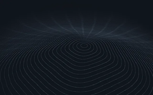 Night flower in 3D: blue rings rising to a soft dome